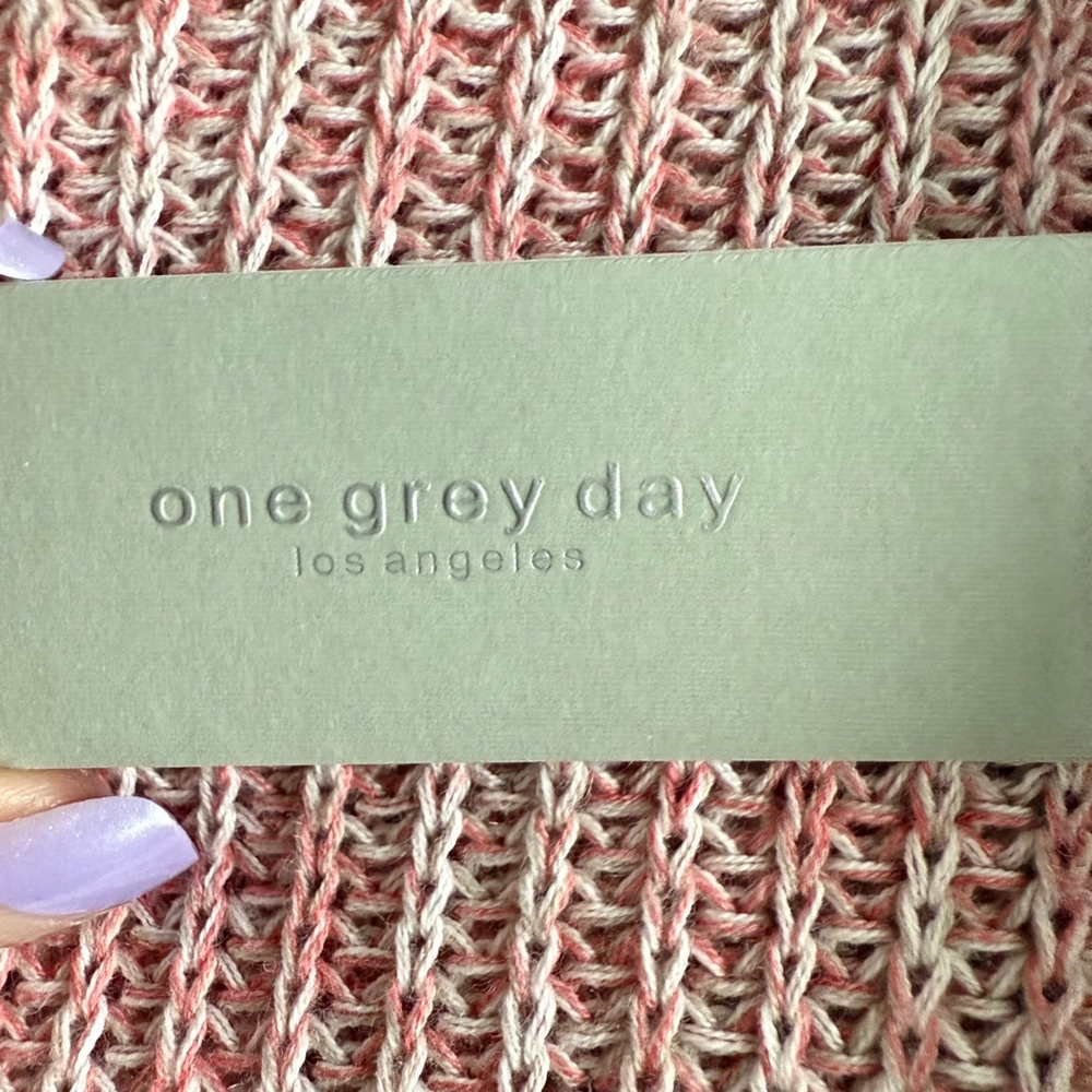One Grey Day Linen Savvy Pink Knit Hooded Duster Size S, $295 - Picture 5 of 9